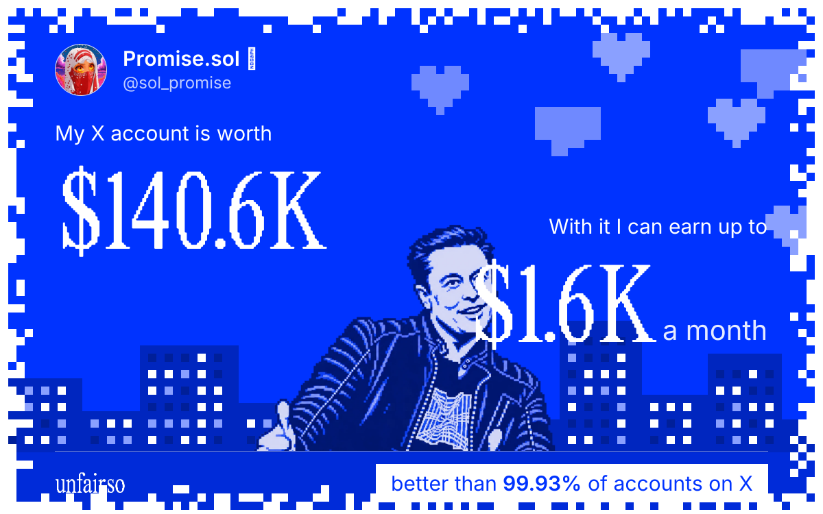 Promise.sol ๐ต's X account can earn up to $1.6K a month