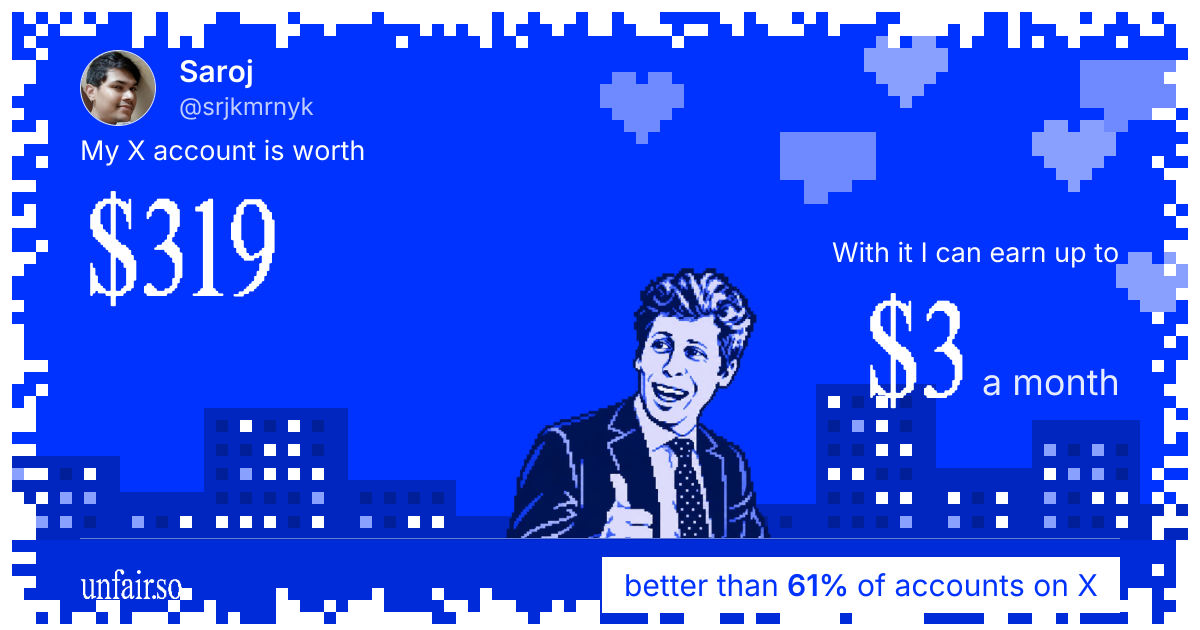 Saroj's X account can earn up to $3 a month