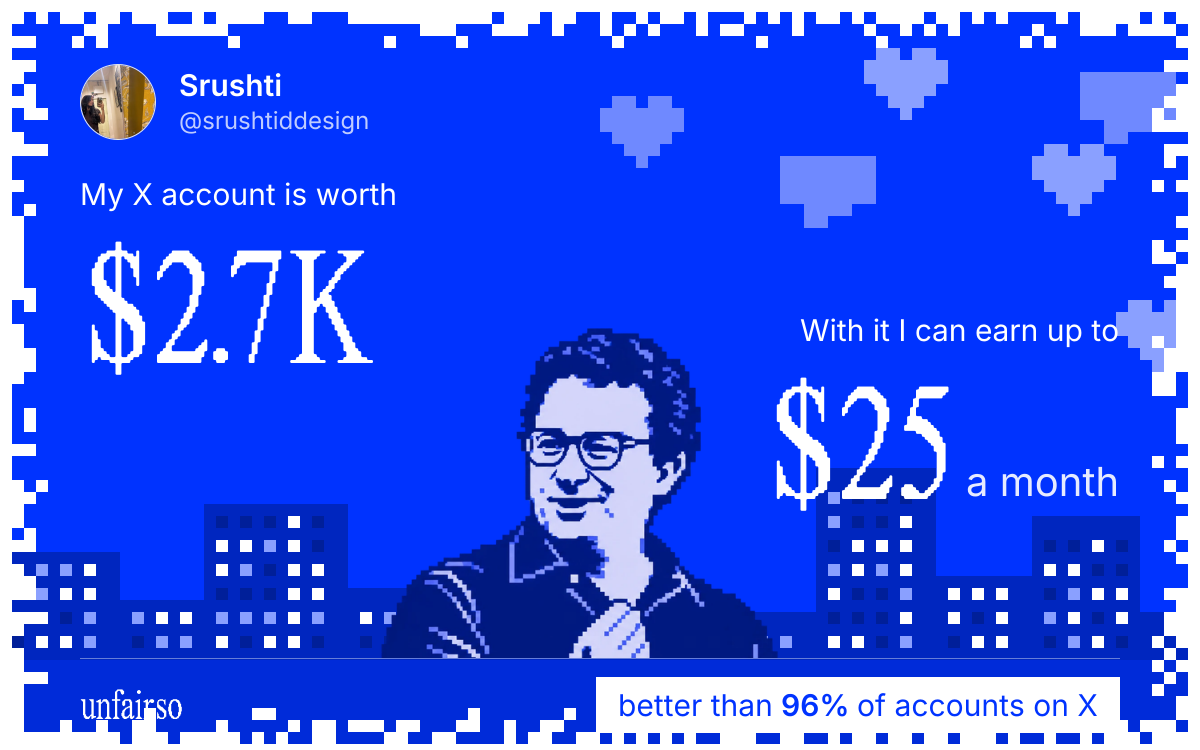 Srushti's X account can earn up to $25 a month