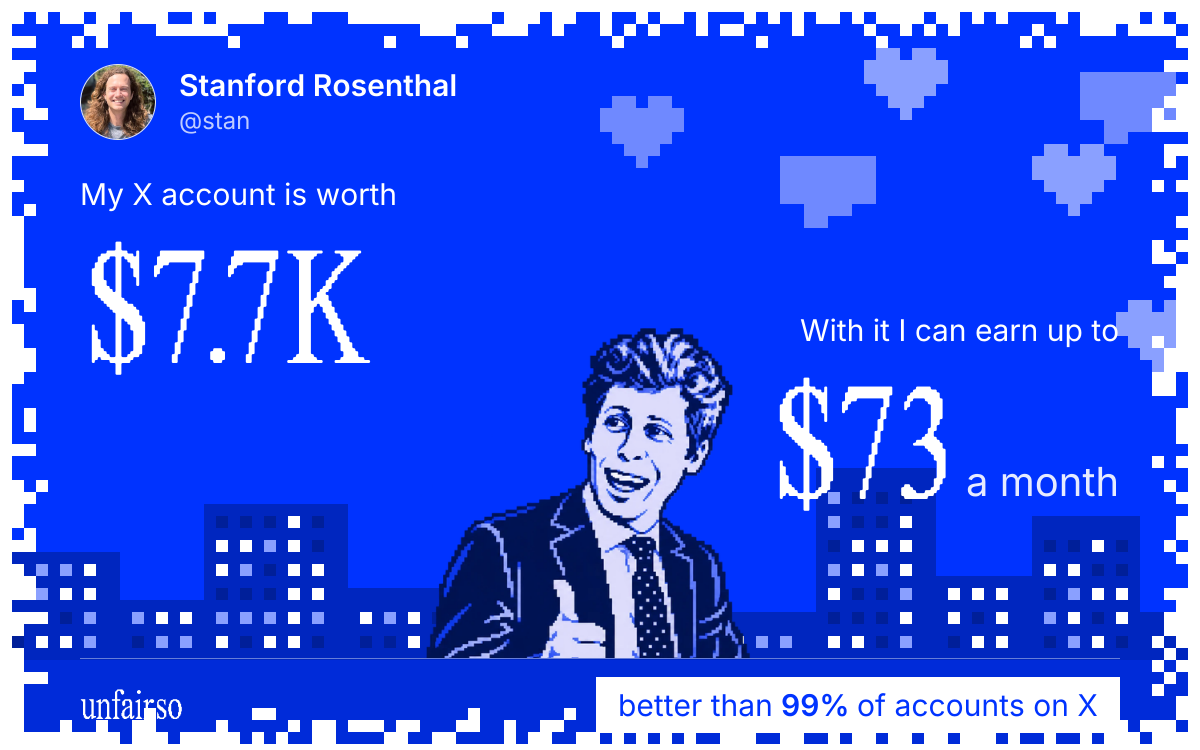 Stanford Rosenthal's X account can earn up to $73 a month