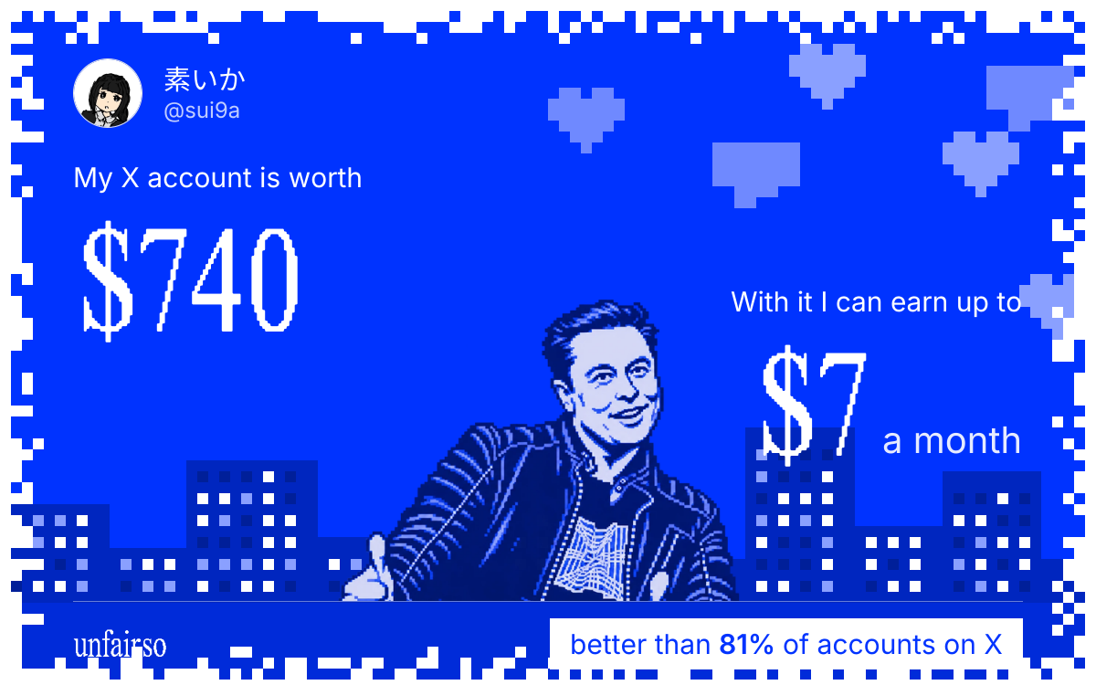 素いか's X account can earn up to $7 a month