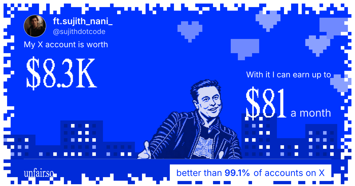ft.sujith_nani_'s X account can earn up to $77 a month