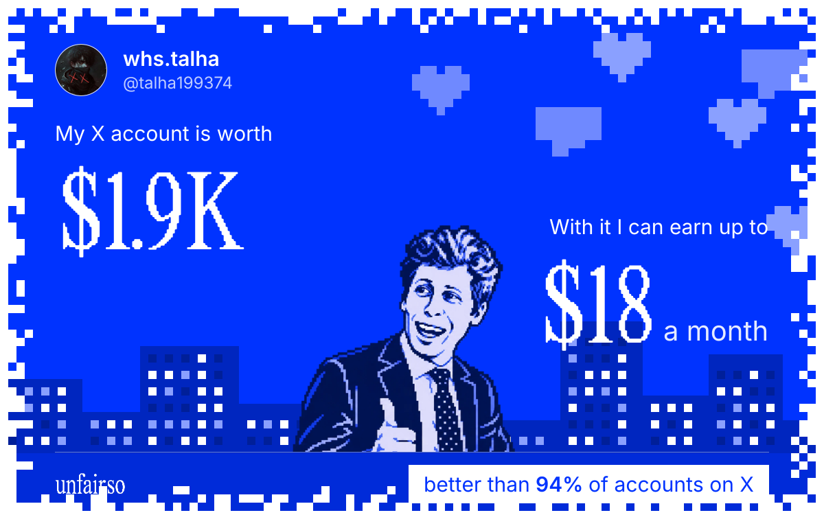whs.talha's X account can earn up to $18 a month