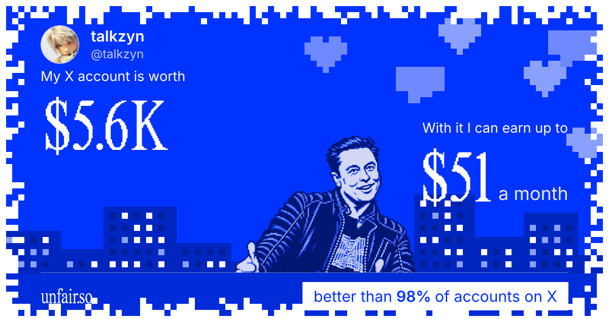 talkzyn's X account can earn up to $51 a month