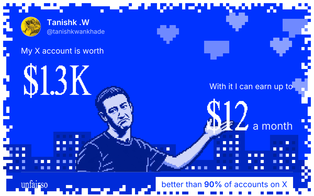 Tanishk .W's X account can earn up to $12 a month