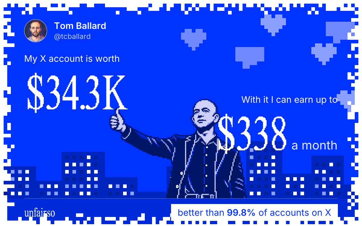 Tom Ballard's X account can earn up to $338 a month
