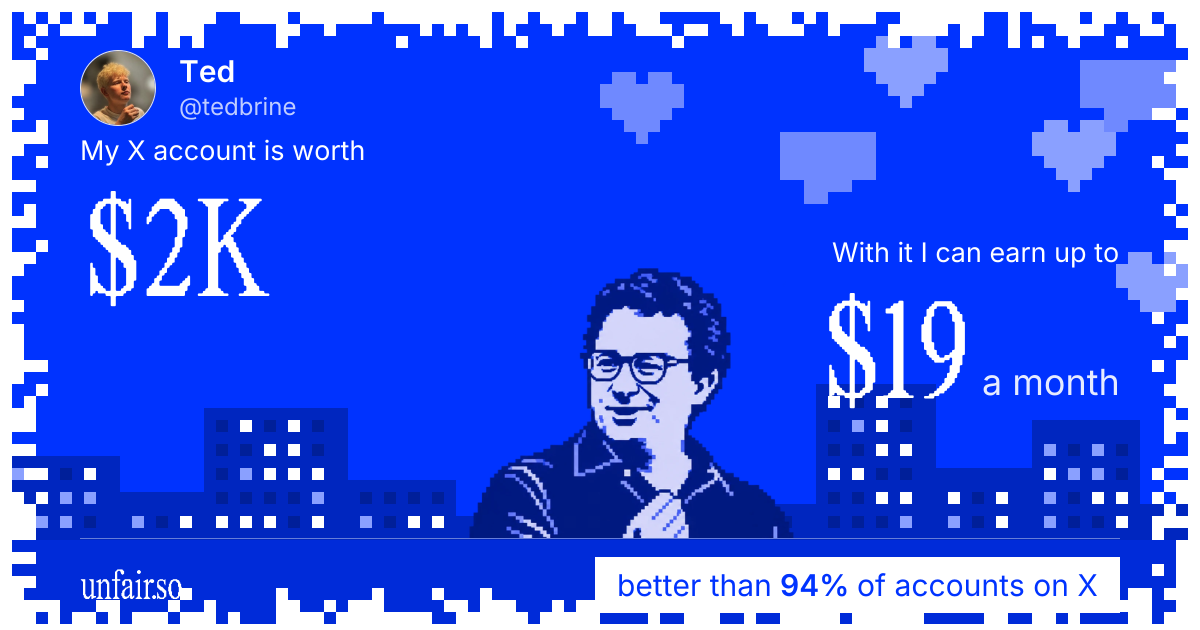 Ted's X account can earn up to $19 a month