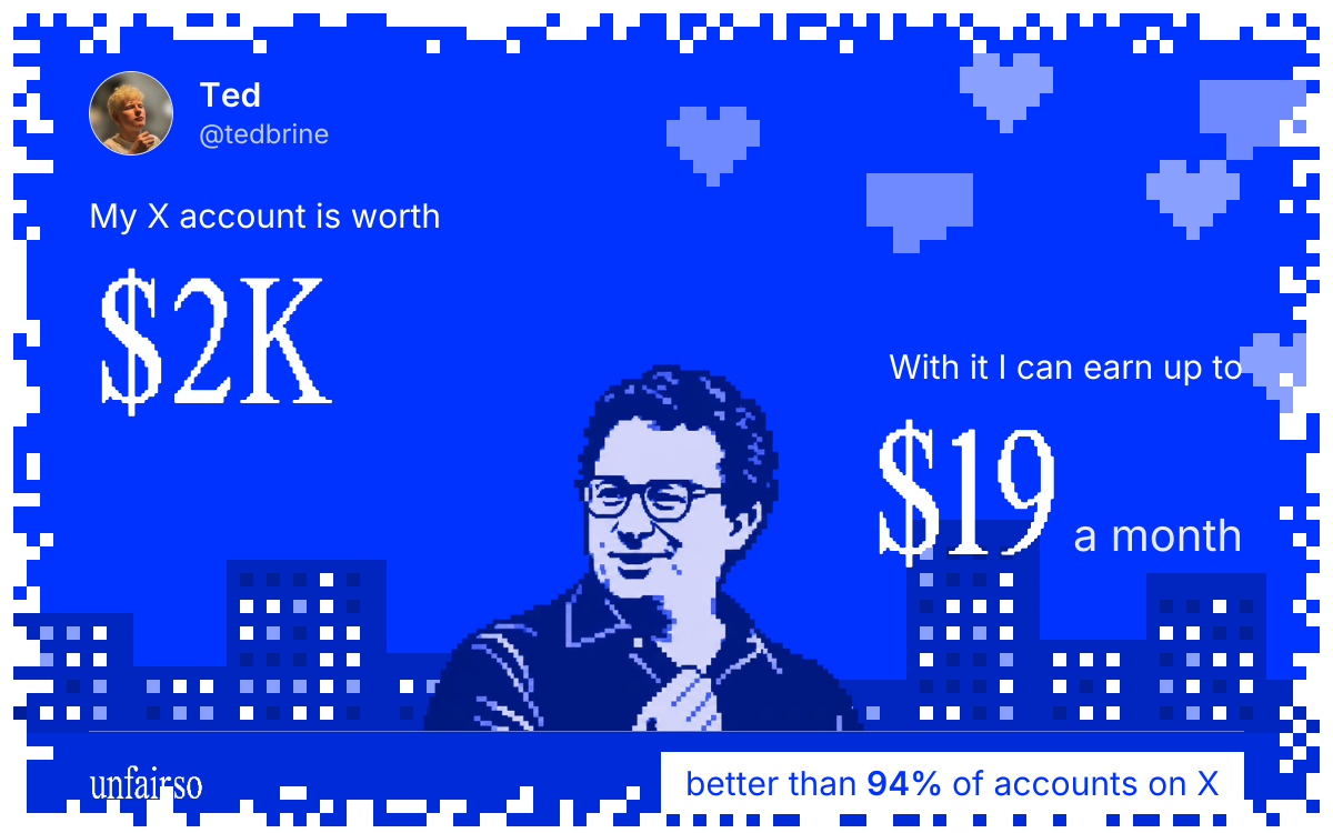 Ted's X account can earn up to $19 a month