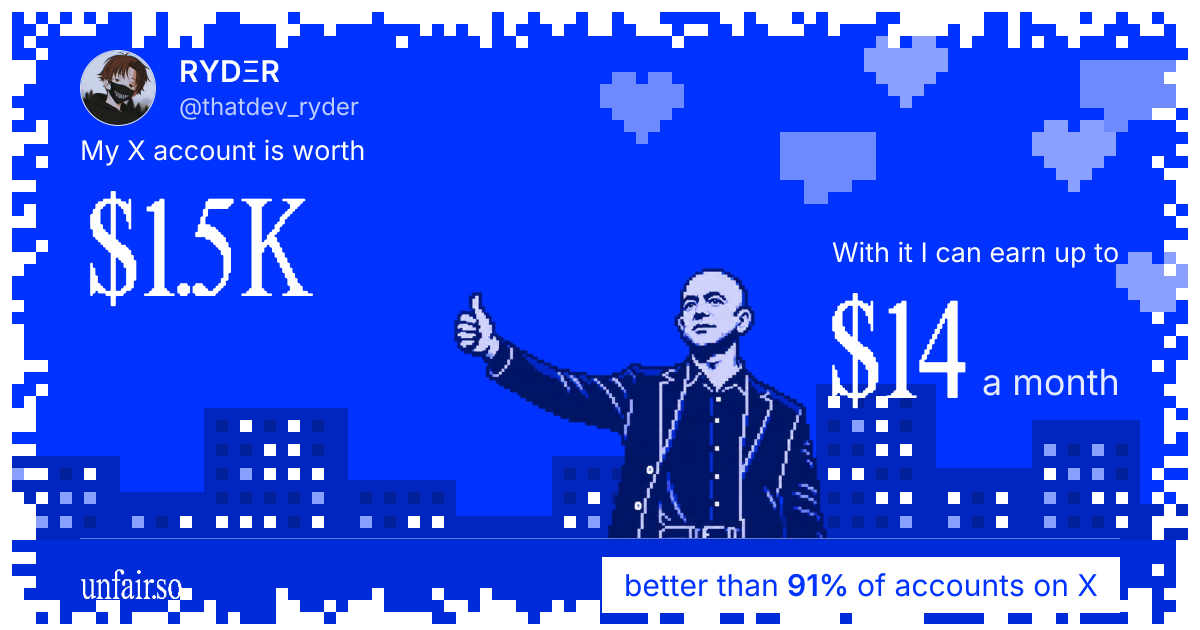 RYDΞR's X account can earn up to $14 a month