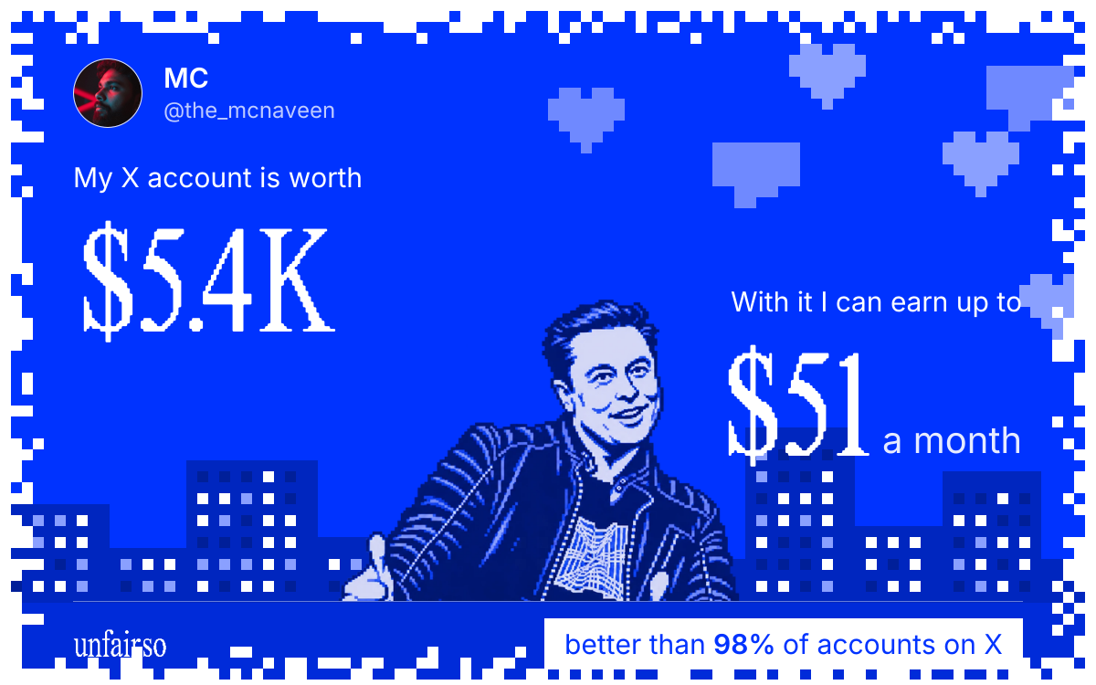 MC's X account can earn up to $51 a month