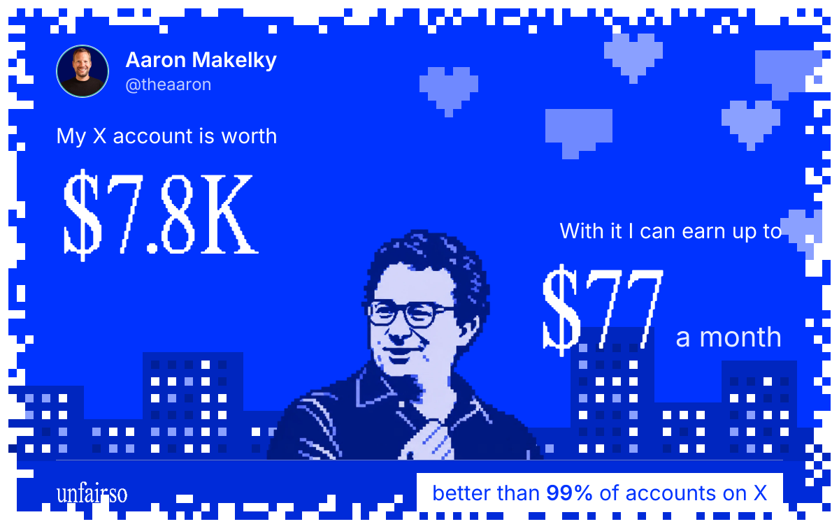 Aaron Makelky's X account can earn up to $77 a month