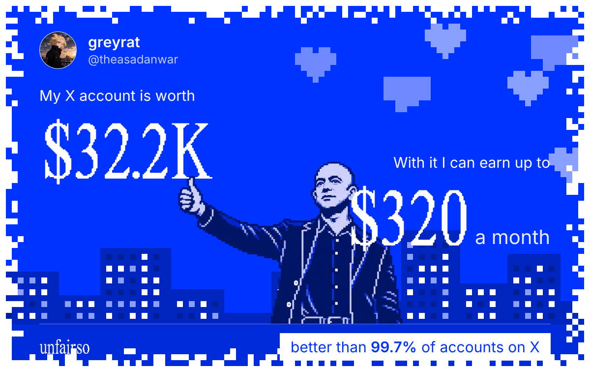 greyrat's X account can earn up to $320 a month
