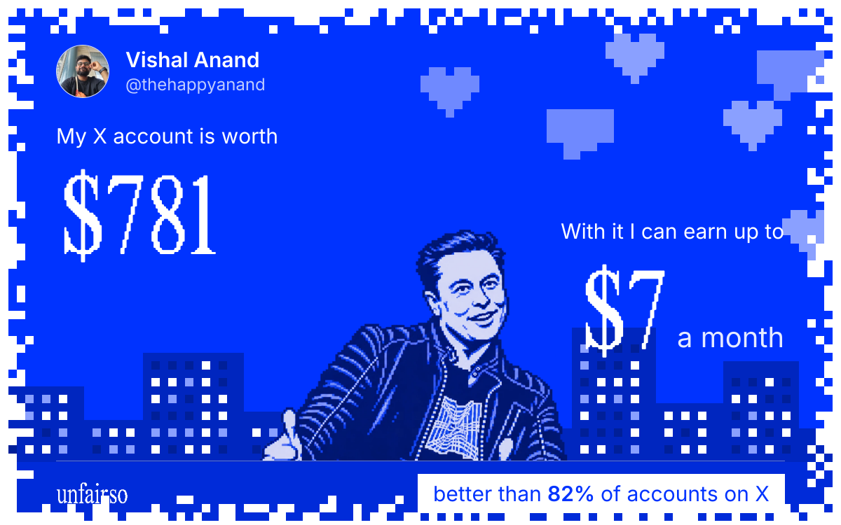Vishal Anand's X account can earn up to $7 a month