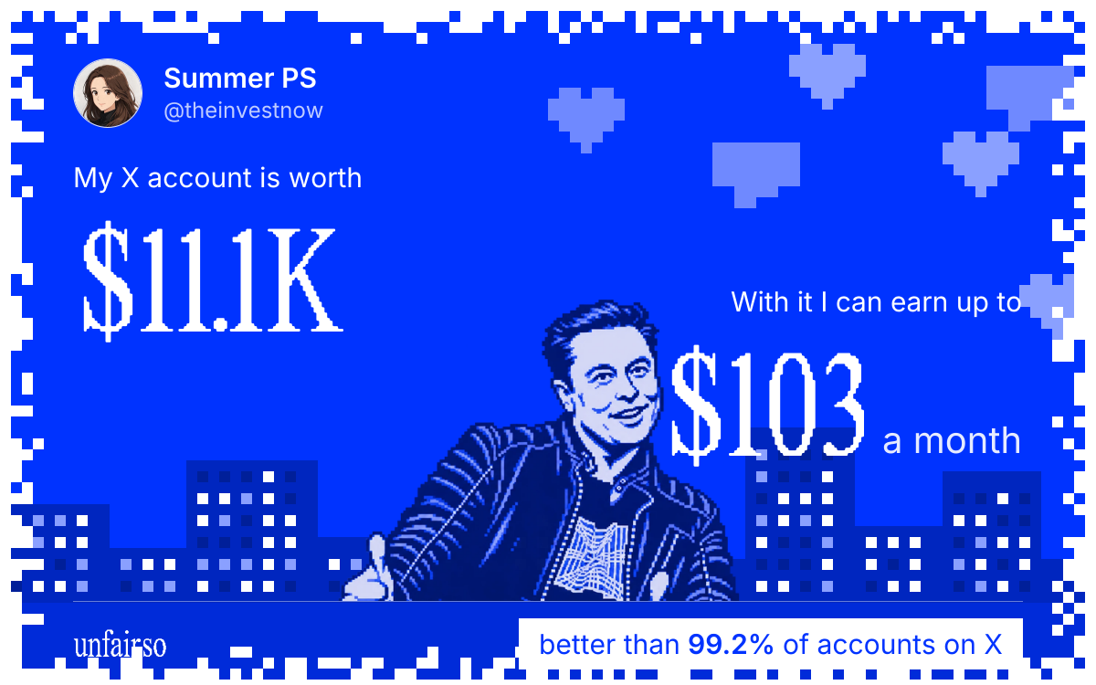 Summer PS's X account can earn up to $103 a month