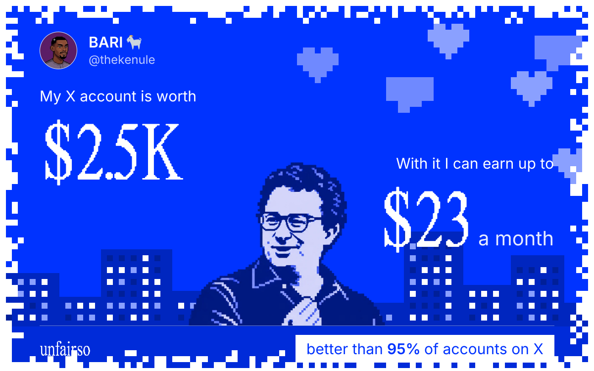 BARI 🐐's X account can earn up to $23 a month