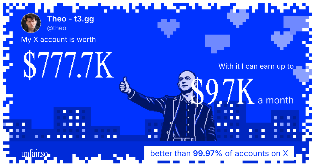 Theo - t3.gg's X account can earn up to $9.7K a month