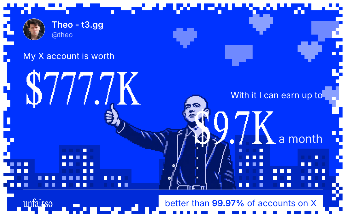 Theo - t3.gg's X account can earn up to $9.7K a month