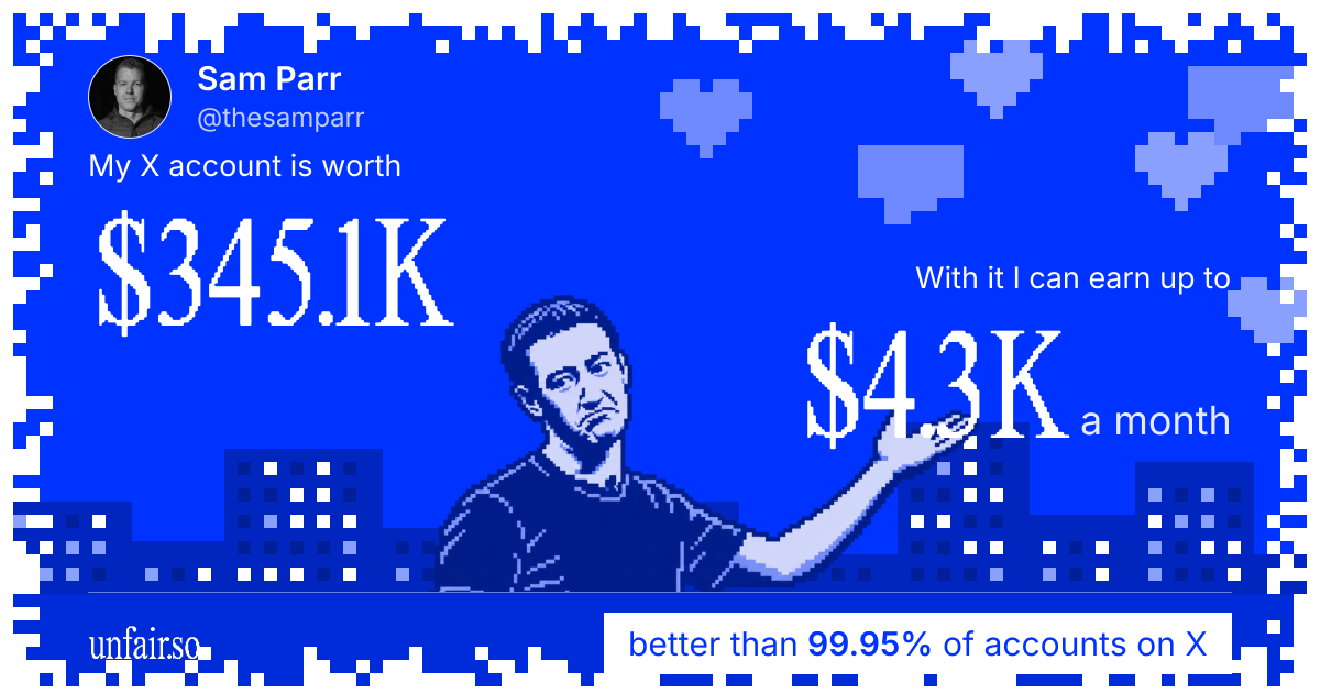 Sam Parr's X account can earn up to $4.3K a month