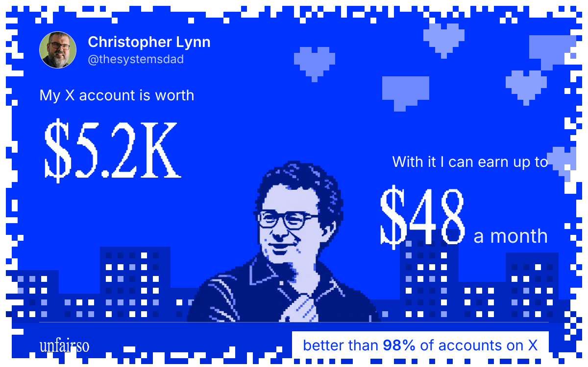 Christopher Lynn's X account can earn up to $48 a month