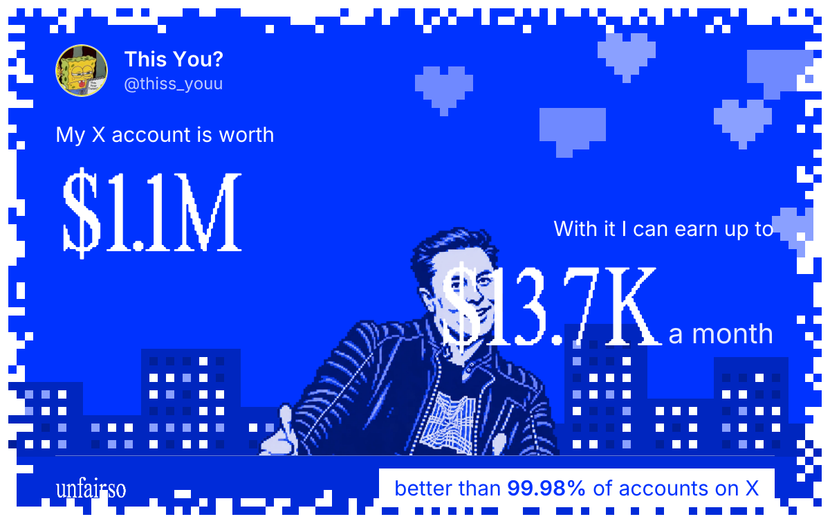This You?'s X account can earn up to $13.7K a month