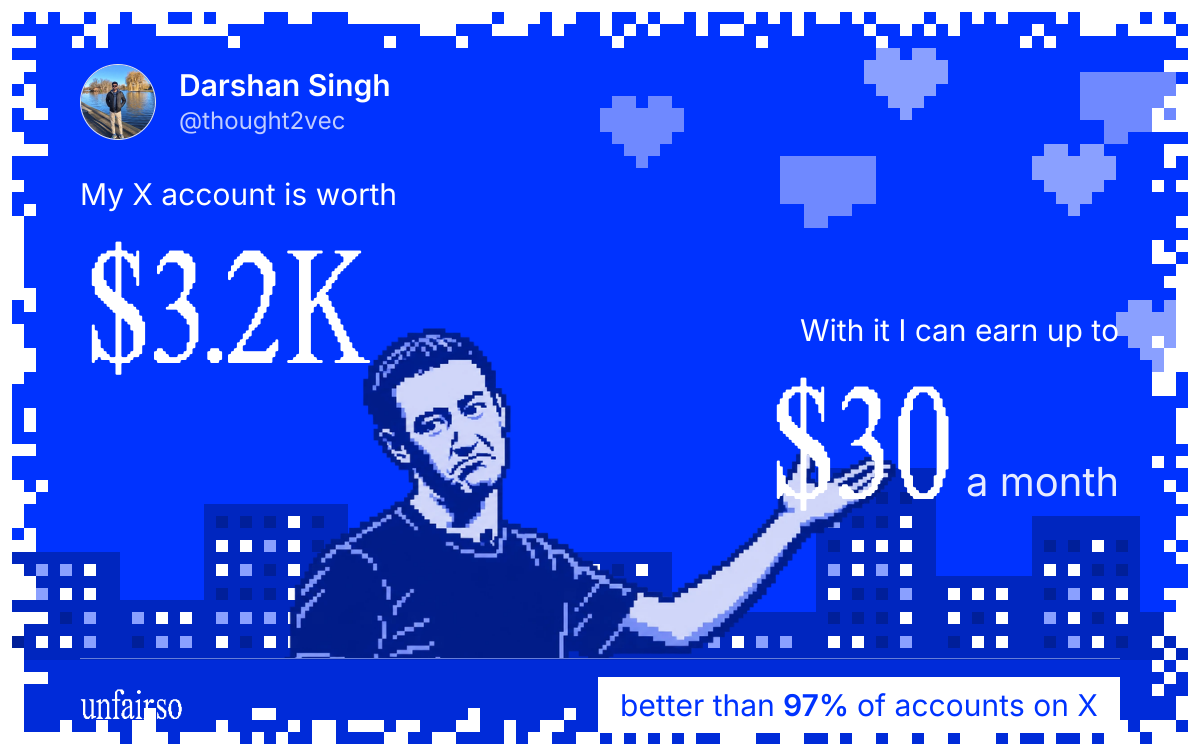 Darshan Singh's X account can earn up to $30 a month