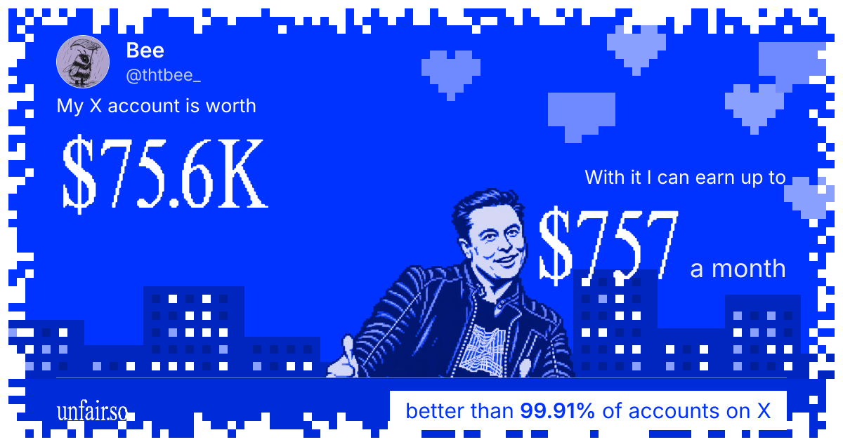 Bee's X account can earn up to $757 a month