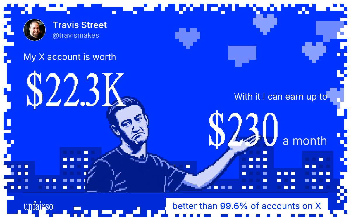 Travis Street's X account can earn up to $230 a month