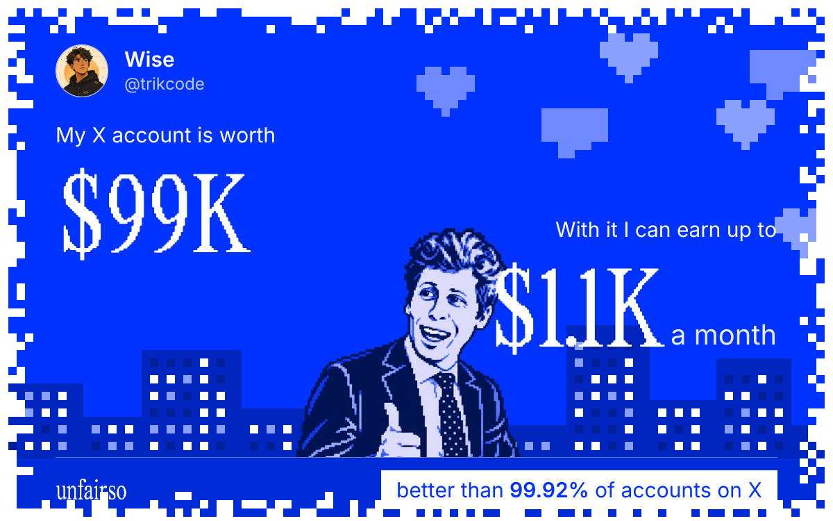 Wise's X account can earn up to $1.1K a month
