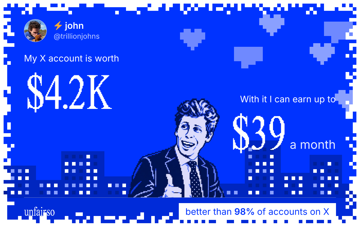 ⚡️ john's X account can earn up to $39 a month