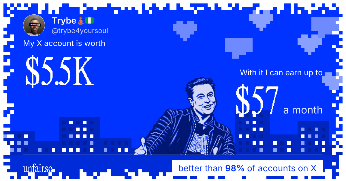 Trybe🧘🏾🇳🇬's X account can earn up to $57 a month