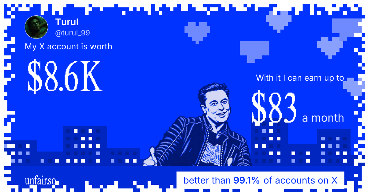 Turul's X account can earn up to $83 a month