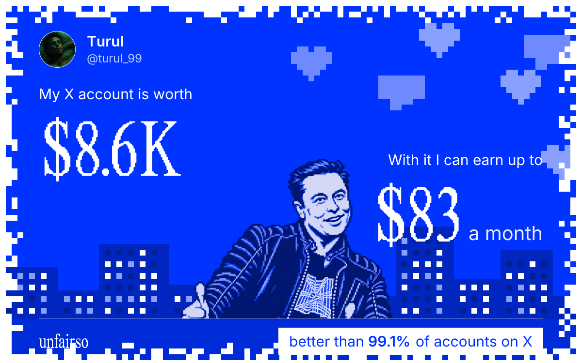 Turul's X account can earn up to $83 a month
