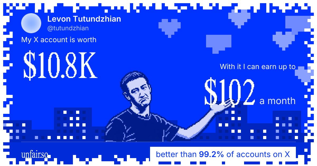 Levon Tutundzhian's X account can earn up to $102 a month
