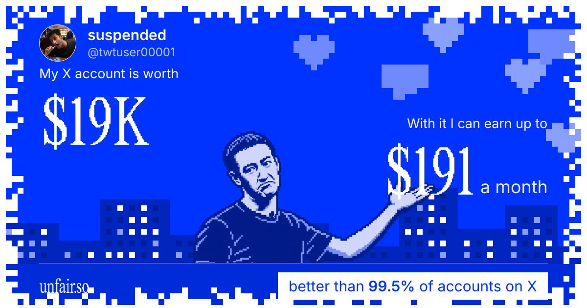 suspended's X account can earn up to $191 a month