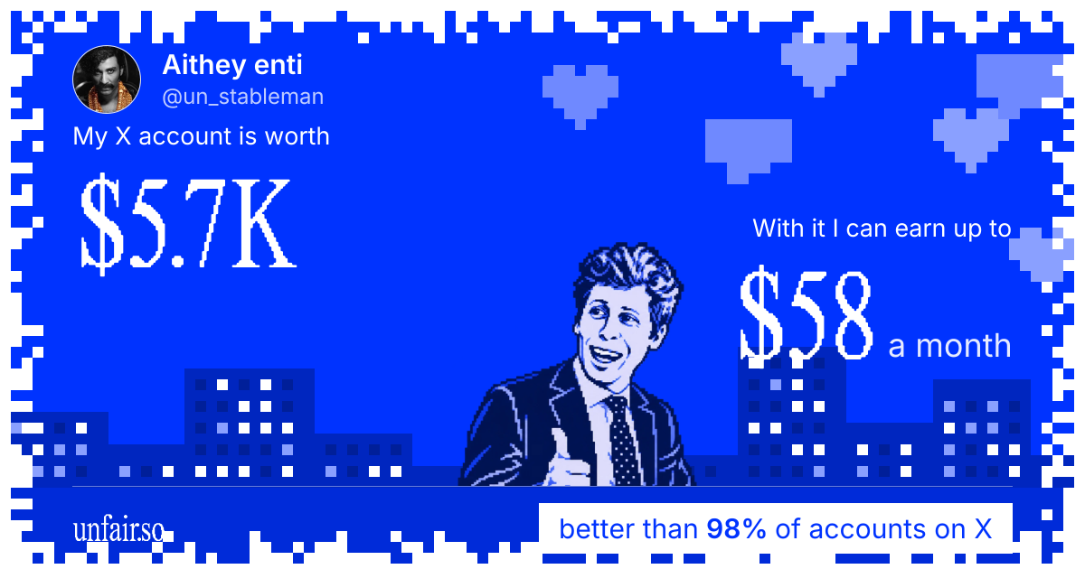 Aithey enti's X account can earn up to $58 a month
