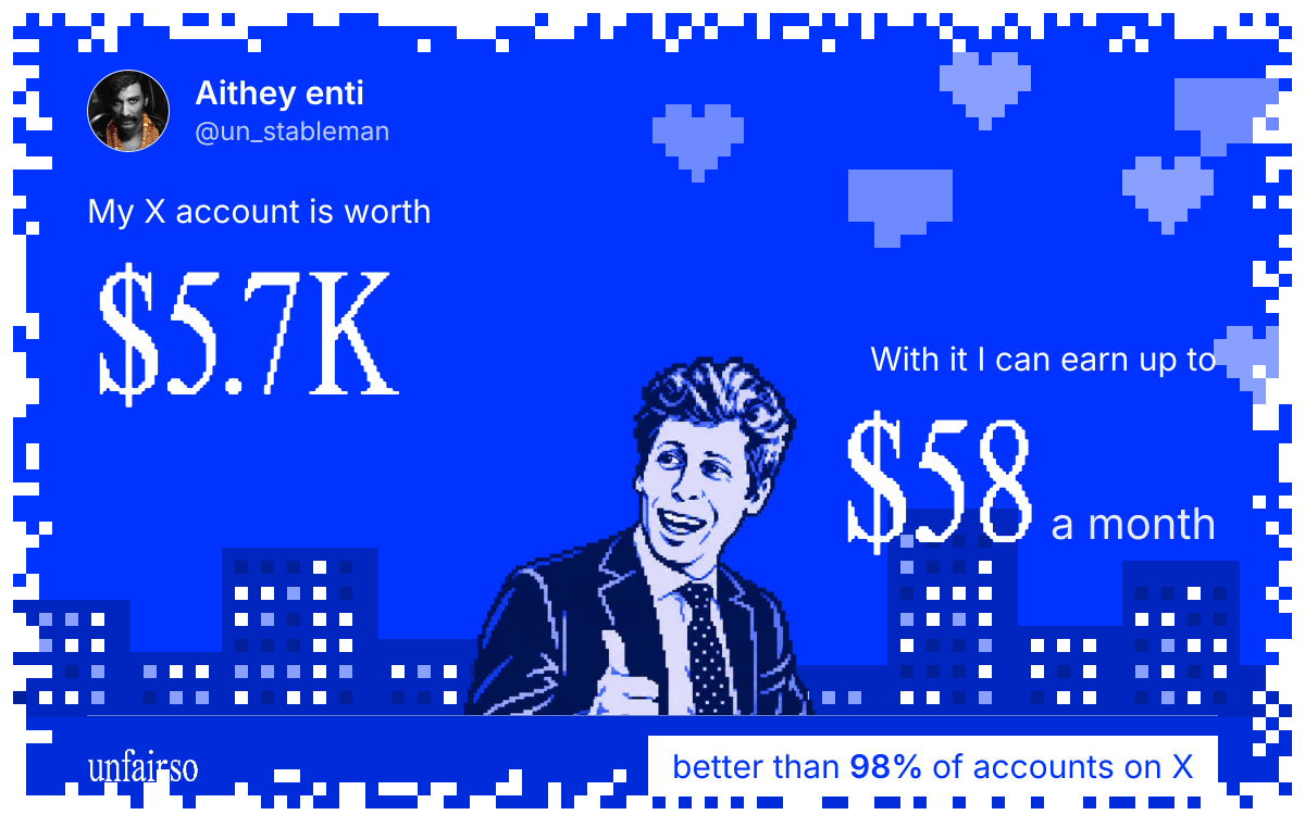 Aithey enti's X account can earn up to $58 a month