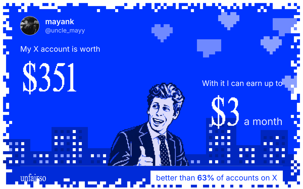 mayank's X account can earn up to $3 a month