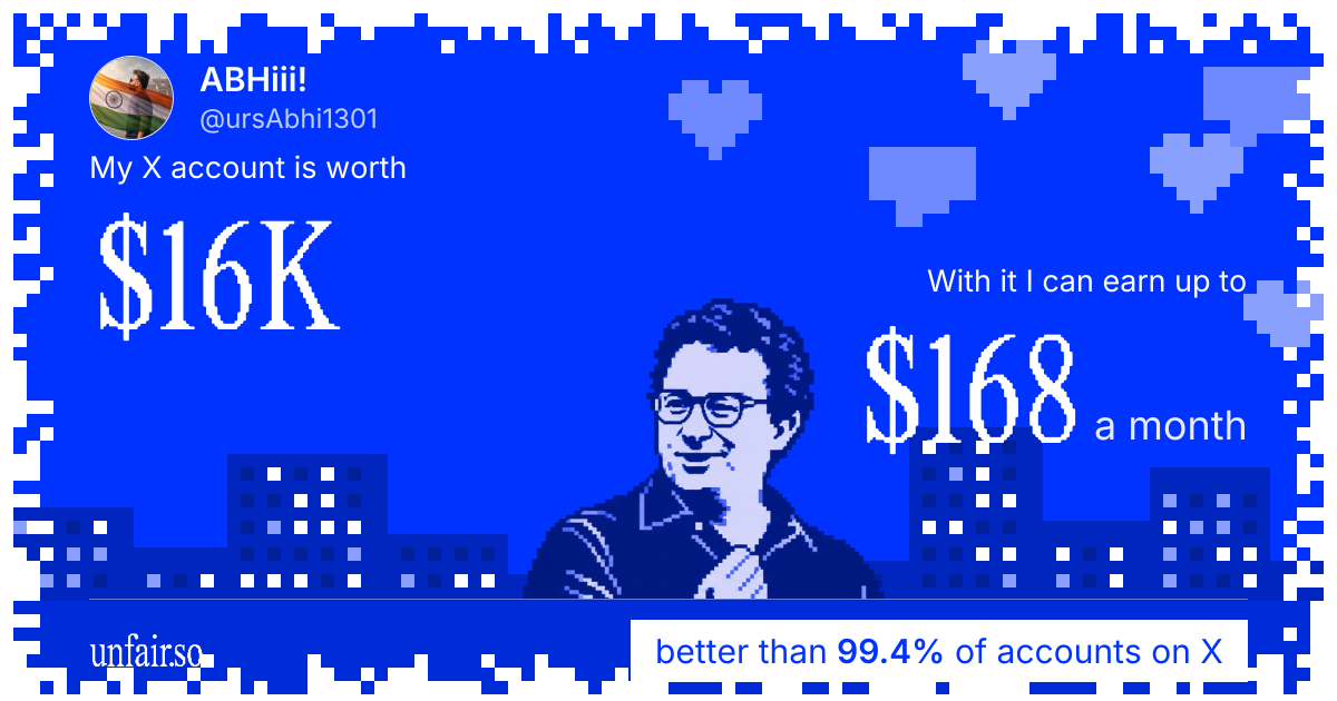 ABHiii!'s X account can earn up to $168 a month