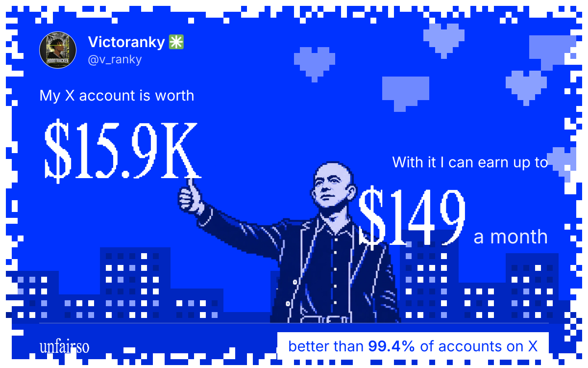 Victoranky ✳️'s X account can earn up to $149 a month