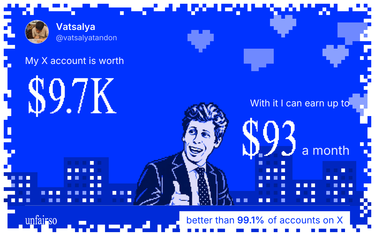 Vatsalya's X account can earn up to $93 a month