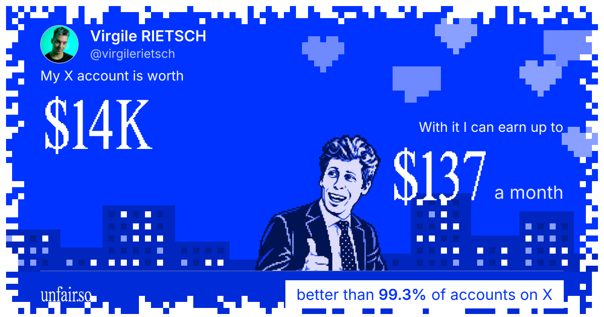 Virgile RIETSCH's X account can earn up to $137 a month