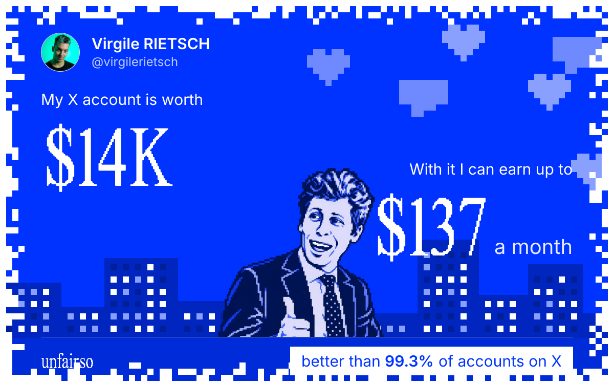 Virgile RIETSCH's X account can earn up to $137 a month
