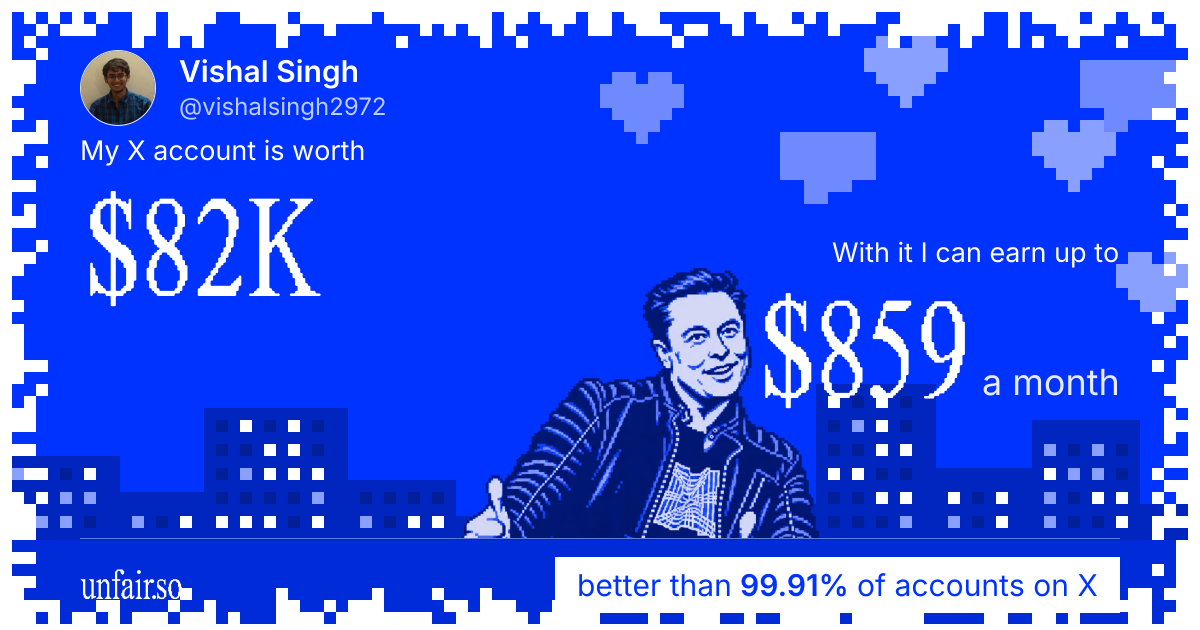 Vishal Singh's X account can earn up to $716 a month