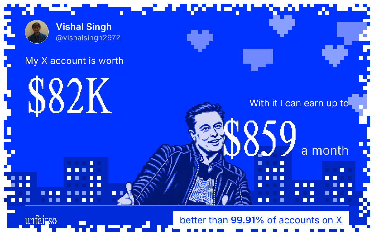 Vishal Singh's X account can earn up to $716 a month