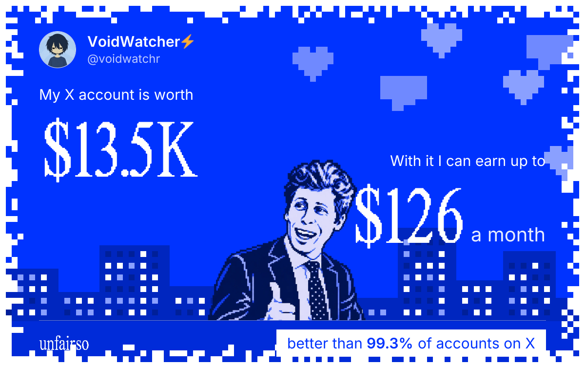 VoidWatcher⚡'s X account can earn up to $126 a month