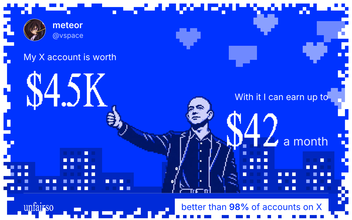 meteor's X account can earn up to $42 a month