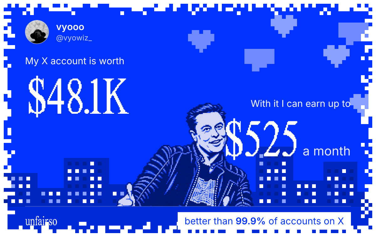 vyooo's X account can earn up to $525 a month