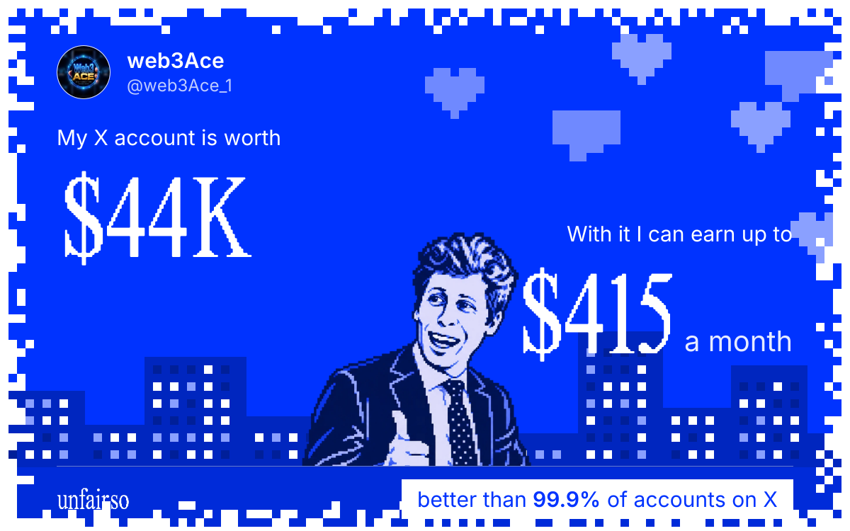 web3Ace's X account can earn up to $415 a month