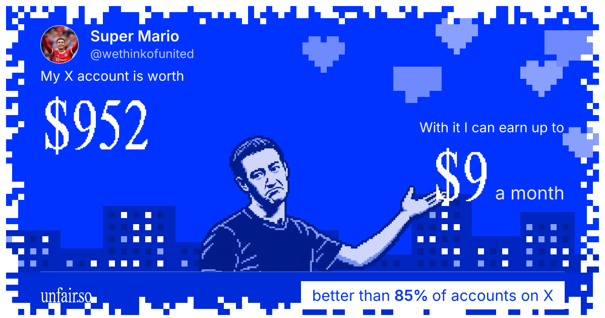 Super Mario's X account can earn up to $9 a month