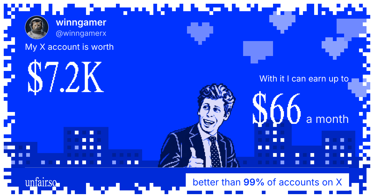 winngamer's X account can earn up to $66 a month